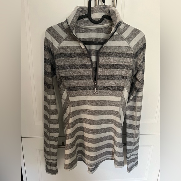 L-12 🍋Lululemon🍋Race Your Pace 1/2 Zip
Marshmallow Stripe Heathered Slate - Picture 4 of 7